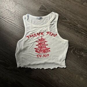 Chinese Rice Box Graphic Crop Top